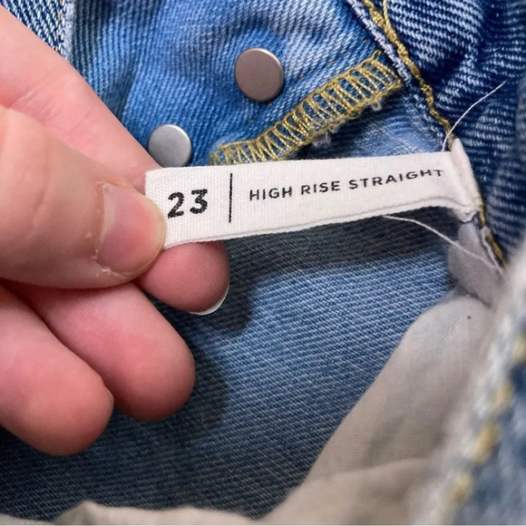 PACSUN High Rise Straight Jeans Size 23 Colorblock - Picture 9 of 9